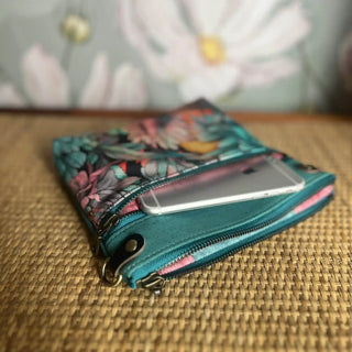 Izzy's Mom Cross-Body (M) - Turquoise Cork Sunlit Dahlias / Brushed Antique