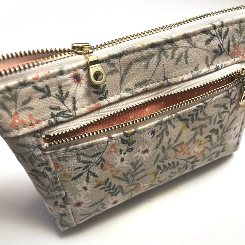 Devon Pouch Floral Fabric Brushed Antique - Main Image