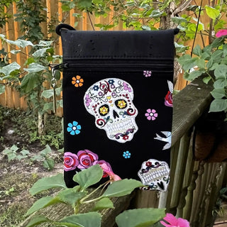 Stella Concert Cross-body - Black Cork - Glitter Skulls