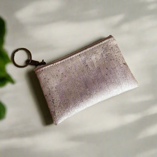 Zippered Coin-Key Pouch - Pink Cork / Antique