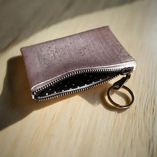 Zippered Coin-Key Pouch - Pink Cork / Antique