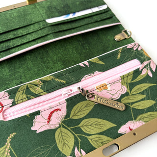Diva - Floral Green with Pink, Blue /  Brushed Antique