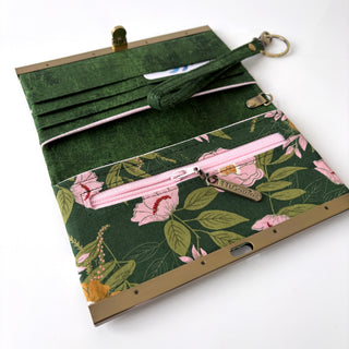 Diva - Floral Green with Pink, Blue /  Brushed Antique