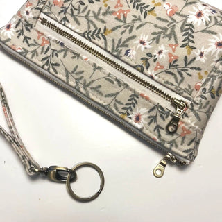 Devon Pouch - Floral Fabric / Brushed Antique