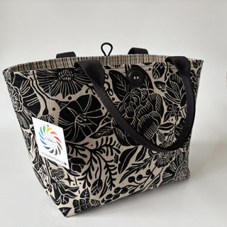 MiniTote - Linen Cotton / Floral Monochrome