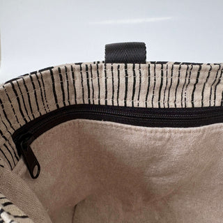 MiniTote - Linen Cotton / Floral Monochrome
